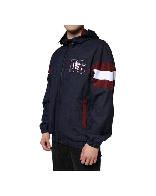 Dolce & Gabbana Blaue Logo-Bomberjacke Mit Kapuze Und Reißverschluss Für Männer in Blue für Herren