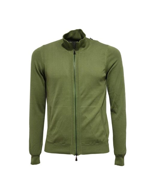 Alpha Studio Grüner Baumwoll-Full-Zip-Pullover in Green für Herren
