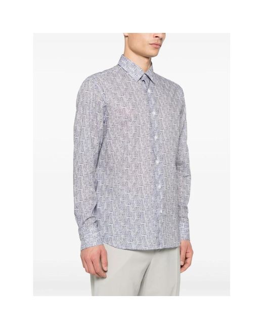 Brioni Blauw Bedrukt Overhemd Made in het Blue voor heren