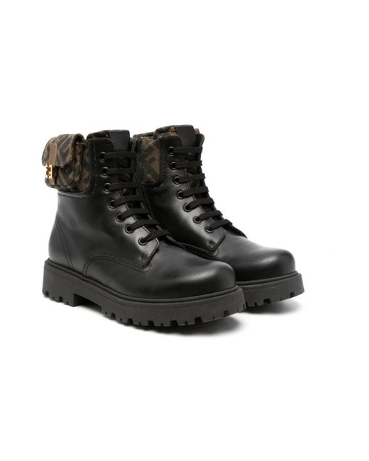 Fendi Black Lace-Up Boots