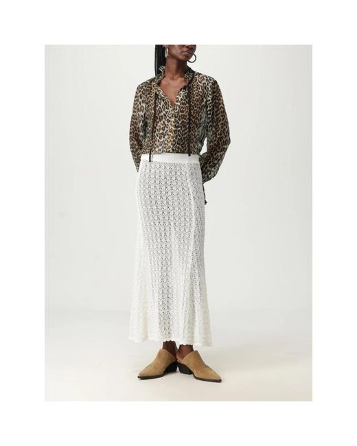Ganni White Crochet Knit Skirt
