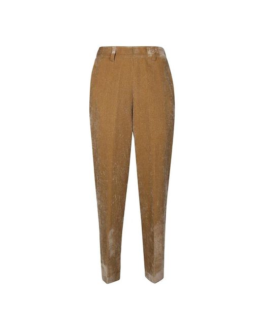 Momoní Broeken ,Fluwelen Lurex Elastische Broek in het Natural