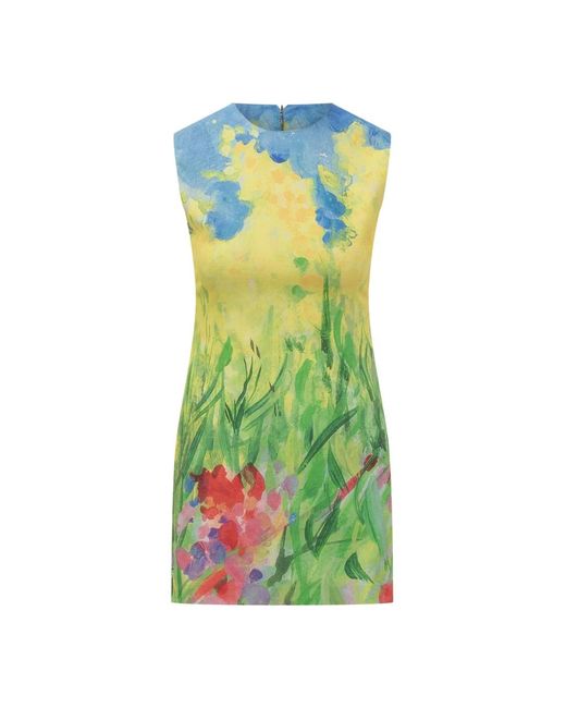 MSGM Green Ärmelloses Kurzes Kleid Mit Reißverschluss Hinten