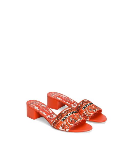 Dolce & Gabbana Red Heeled Mules