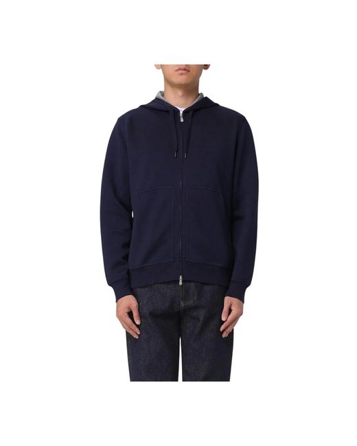 Brunello Cucinelli Gezellige Hoodie Met Rits Aan De Voorkant En Zak in het Blue voor heren