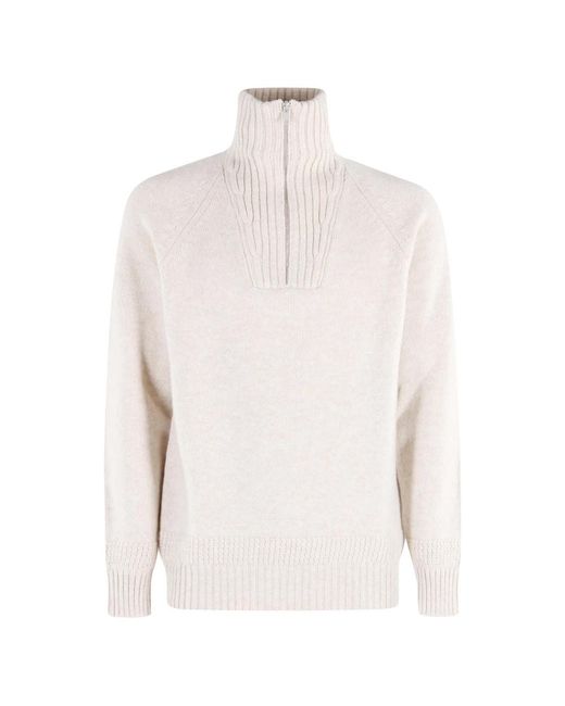Fay Truien & Vesten ,Wit ,Wol Lupetto Zip Maglia Rasata in het White voor heren