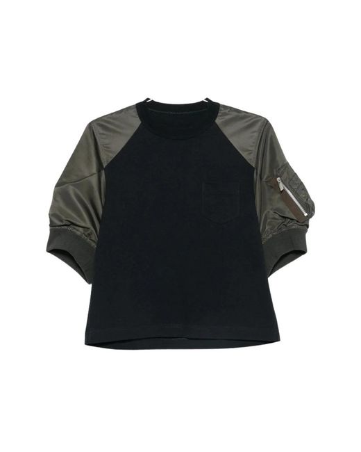 Sacai Black T-Shirts