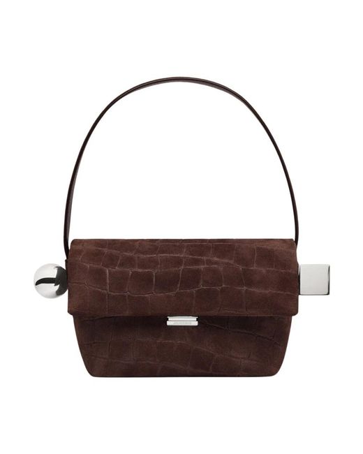 Jacquemus Brown Le Rond Carre Dunkelbraune Ledertasche