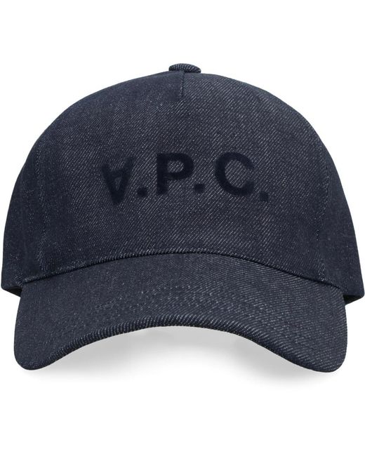 A.P.C. Logo Baseball Cap in het Blue voor heren