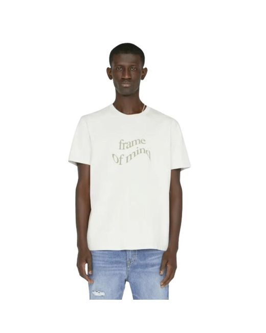 FRAME Gewelltes grafik-t-shirt in ecru in White für Herren