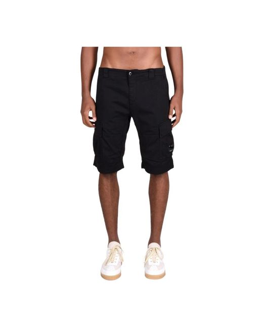 Shorts in misto cotone stretch di C P Company in Black da Uomo