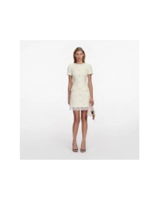 Self-Portrait Kleedjes ,Wit ,Wol Boucle Kant Kant Mini Jurk in het White