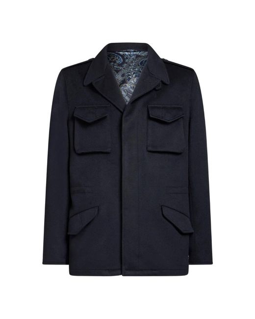 Etro Jassen ,Blauw ,Kasjmier Adjustable Sahariana in het Blue voor heren