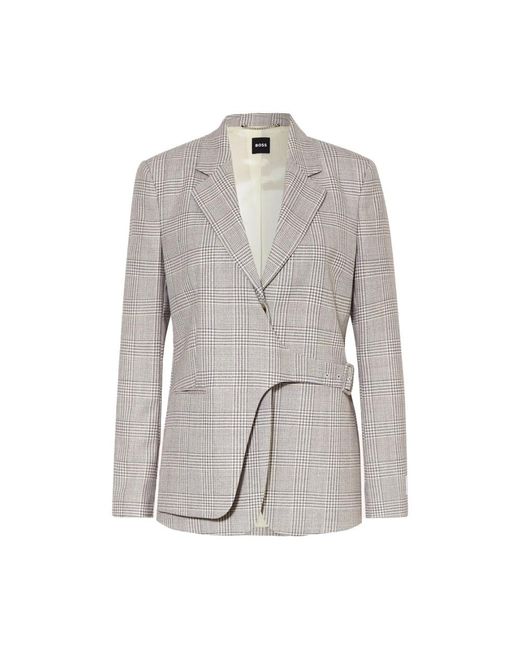 HUGO Jassen ,Grijs ,Wol Getailleerde Wollen Blazer Met Revers in het Gray