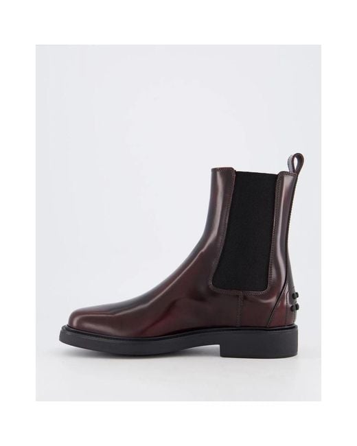 Tod's Black Rote Chelsea Boots Für Damen
