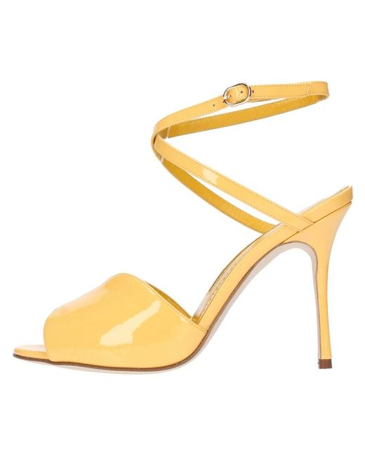 High Heel Sandals di Manolo Blahnik in Metallic