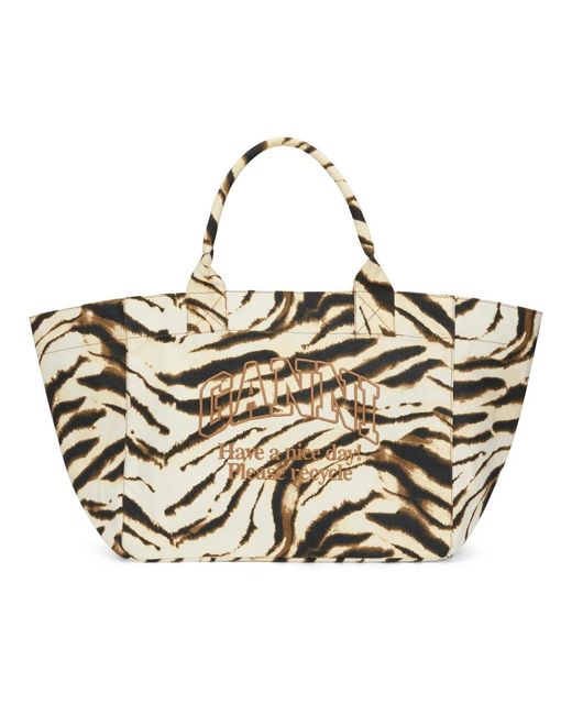 Ganni Metallic Shopping Bags