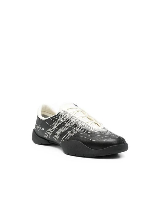 Y-3 Black Regu Embroidered Low-Top Sneakers for men