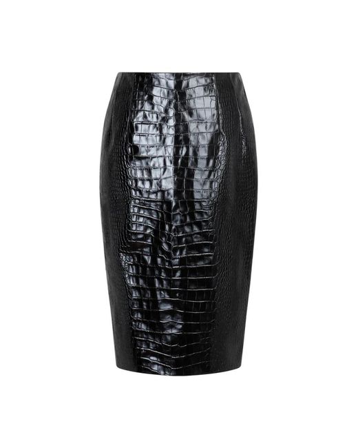 Versace Black Leather Skirts