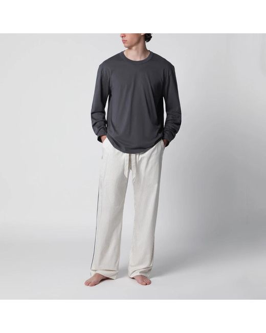 Tekla Gray Long Sleeve T-Shirts for men
