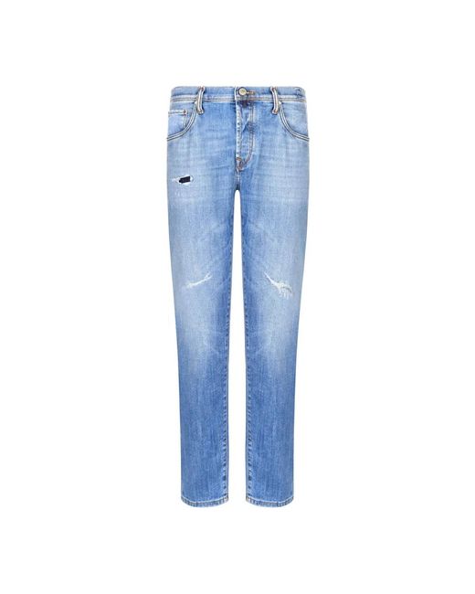 Jeans in blu cotone elastan di Incotex in Blue da Uomo
