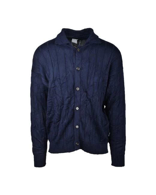Covert Merino Blend Cardigan Sweater in het Blue voor heren