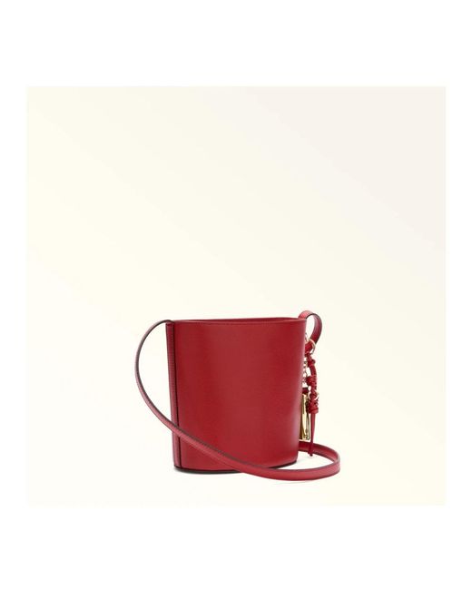 Furla Roxie Mini Leather Bucket Bag in het Red