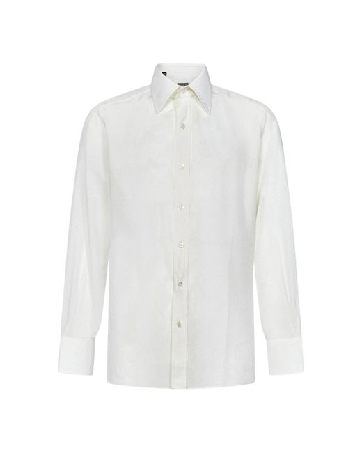 Tom Ford Klassisches weißes seiden jacquard hemd in White für Herren