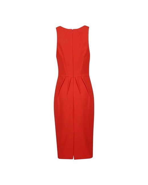 Elisabetta Franchi Red V-Neck Pleated Midi Dress