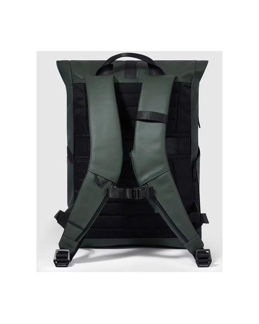Piquadro Green Roll top rucksack mit pc und ipad gurt