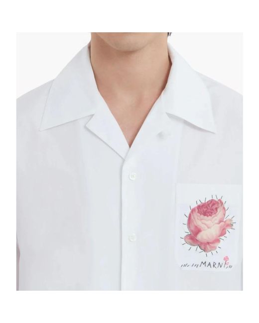 Marni Blumen logo weißes hemd in White für Herren