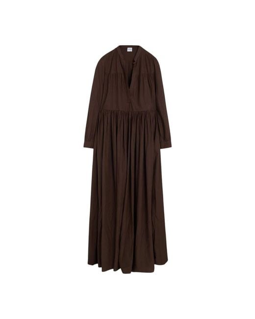 Aspesi Brown Kleid Aus Baumwollpopeline Mit V-Ausschnitt