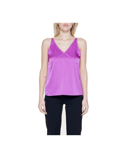 Vila Tops ,Paars ,Polyester Paarse Spaghettitop Met Sweetheart Halslijn in het Purple
