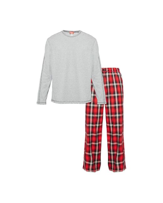 DIESEL Nachtkleding ,Veelkleurig ,Tweed Kit-James Tweedelige Pyjama Set in het Red voor heren