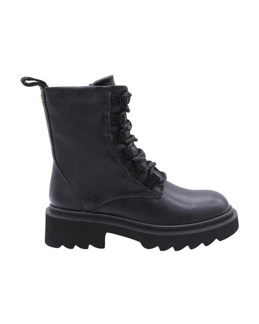 Tosca Blu Black Lace-Up Boots