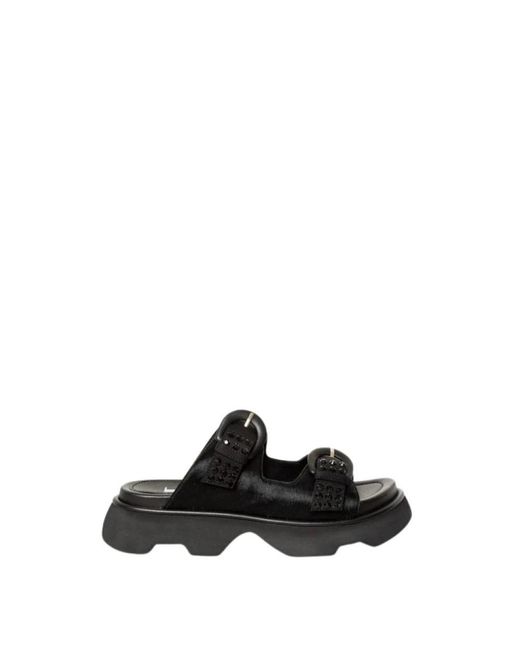 Jeannot Schoenen ,Zwart ,Leer Zwarte Strass Sandaal Met Raso in het Black