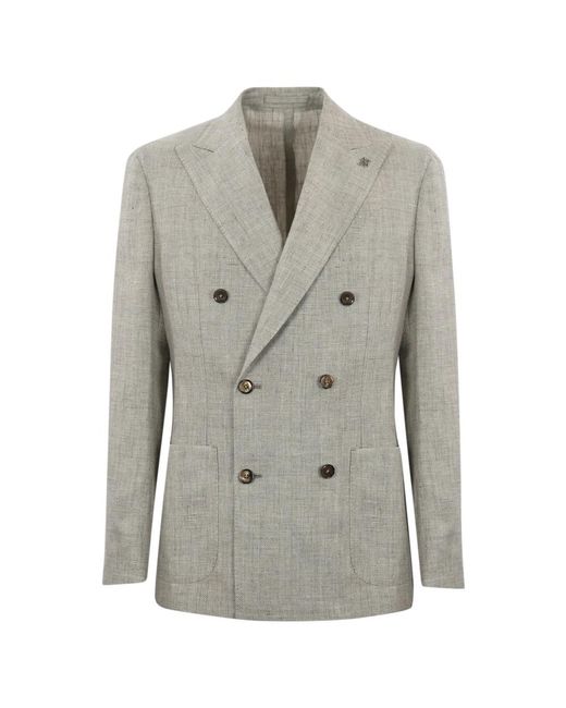 Lubiam Grauer v-ausschnitt blazer jacke in Gray für Herren