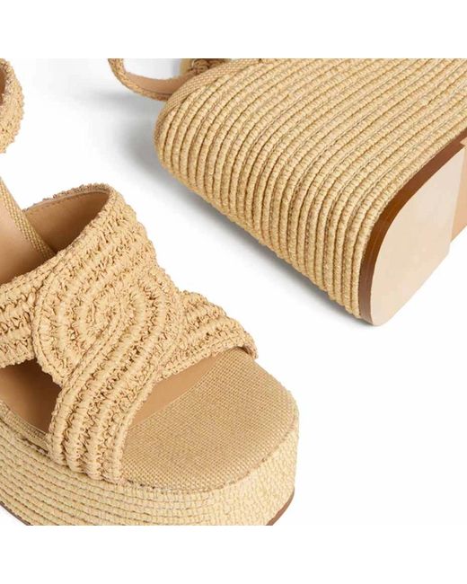 Castaner Metallic Handgewebte natürliche raffia sommer sandale