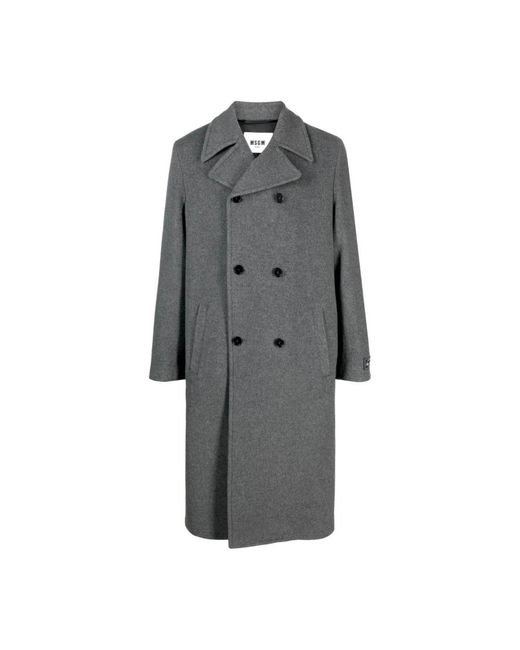 MSGM Gray Double-Breasted Coats for men