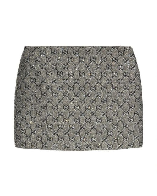 Gucci Gray Grauer Rock Mit Seitlichem Reißverschluss