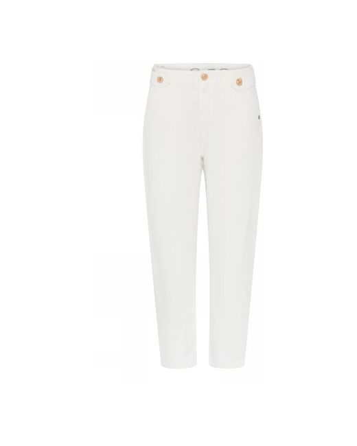 Cro Elegante Ecru Bitten Broek in het White