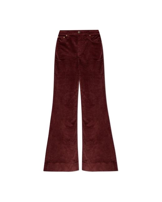 Rag & Bone Broeken ,Rood ,Ribfluwelen Broek Met Uitlopende Pijpen in het Red