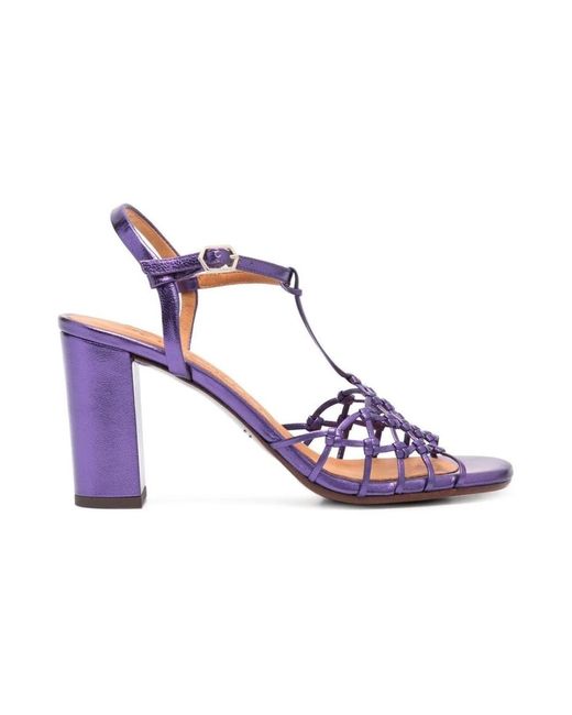 Sandali in pelle metallica viola di Chie Mihara in Purple