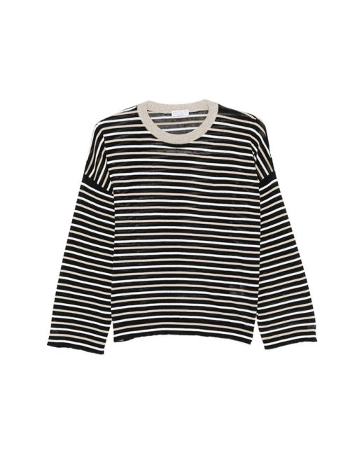 Brunello Cucinelli Black Round-Neck Knitwear