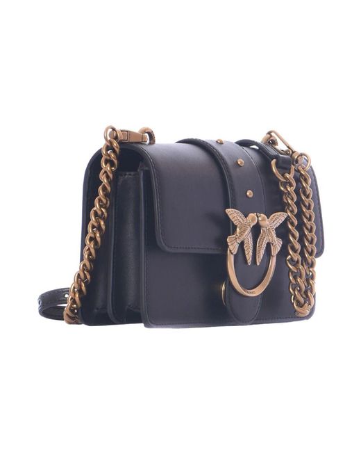 Pinko Blue Leder Umhängetasche Mit Frontlogo