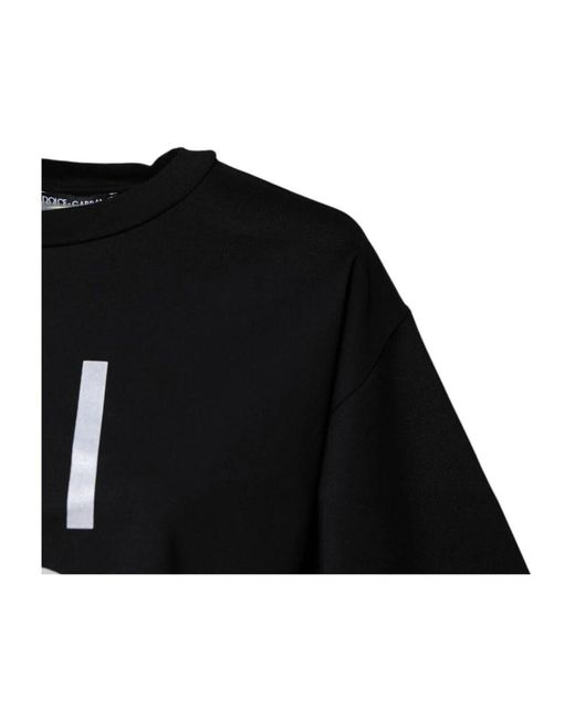 Dolce & Gabbana Black Schwarzes Logo Print Crew Neck Tee