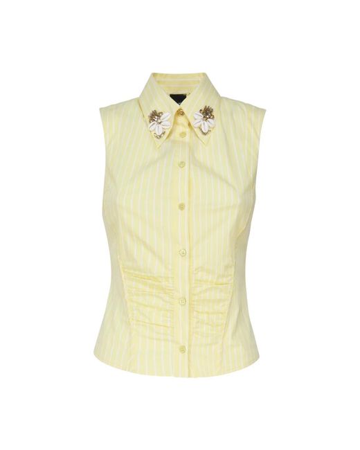 Camisa sin mangas amarilla con aplicaciones Pinko de color Yellow