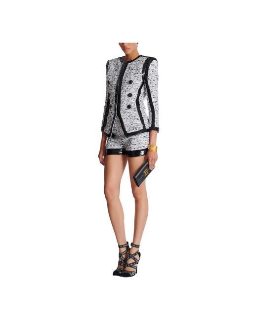 Balmain Side To Side Collarless Jacket in het Black