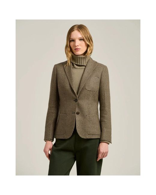 Kiton Jassen ,Kasjmier Kasjmier Houndstooth Blazer in het Green