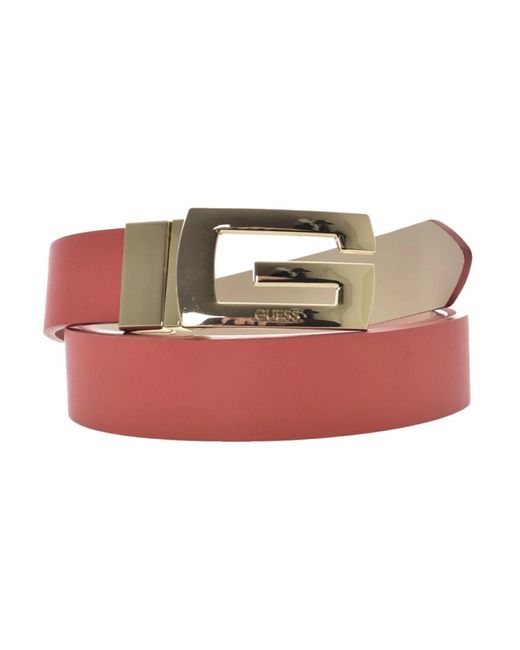 Cinturón reversible de cuero pu - beige Guess de color Pink